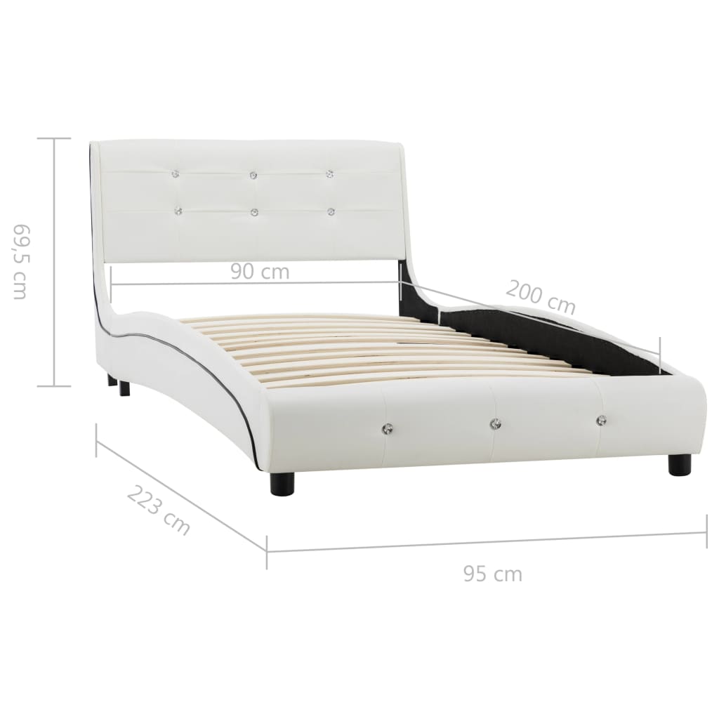 vidaXL gultas rāmis, 90x200 cm, balta mākslīgā āda