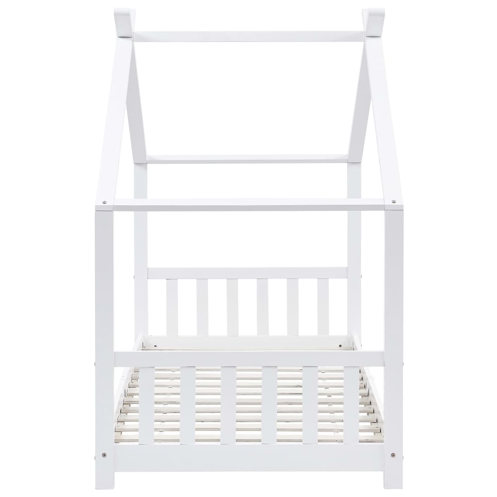 vidaXL bērnu gultas rāmis, balts, 90x200 cm, priedes masīvkoks