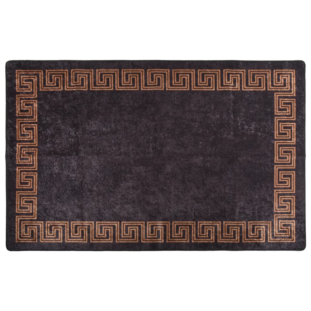 vidaXL paklājs, 160x230 cm, melns ar zeltu, mazgājams, neslīdošs