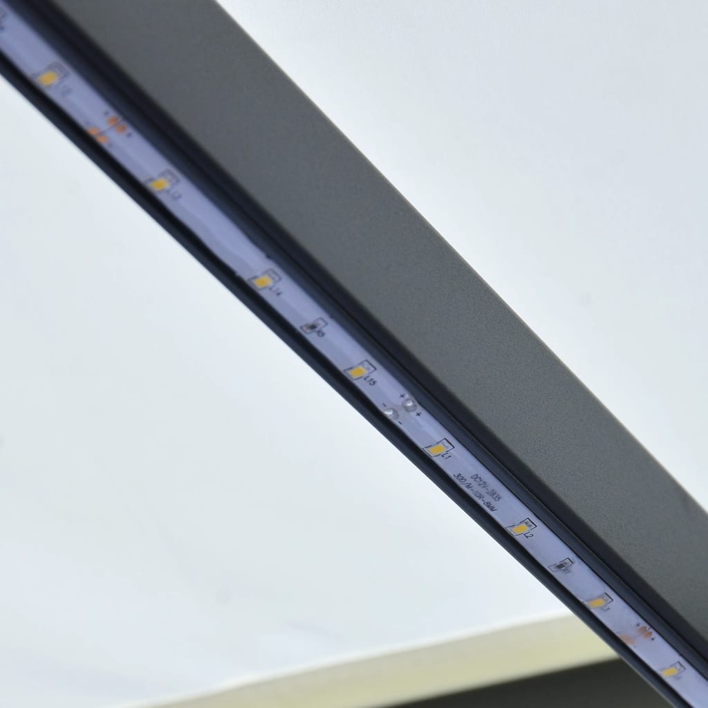 vidaXL izvelkama markīze ar LED, manuāla, 400x300 cm, krēmkrāsā