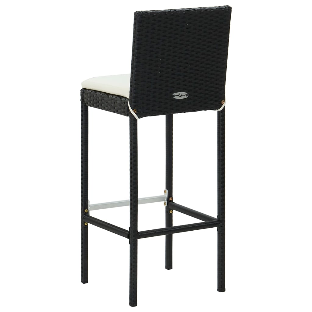 vidaXL dārza bāra krēsli ar matračiem, 4 gab., melna PE rotangpalma