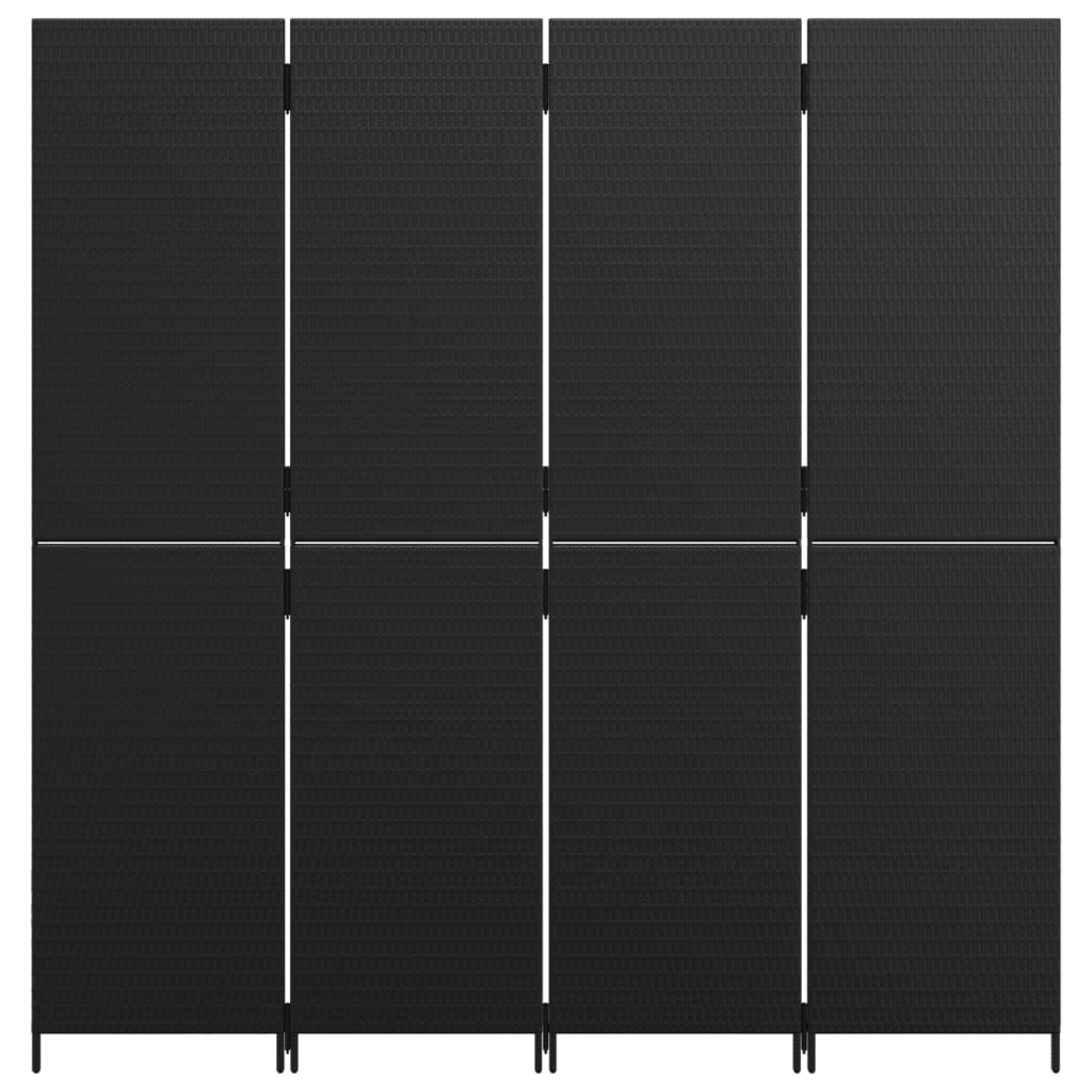 vidaXL istabas sadalītājs, 4 paneļi, melna polirotangpalma