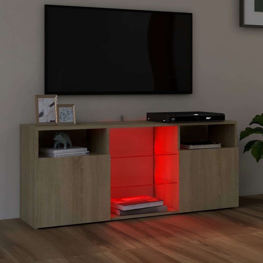 vidaXL TV galdiņš ar LED lampiņām, 120x30x50 cm, ozolkoka krāsā