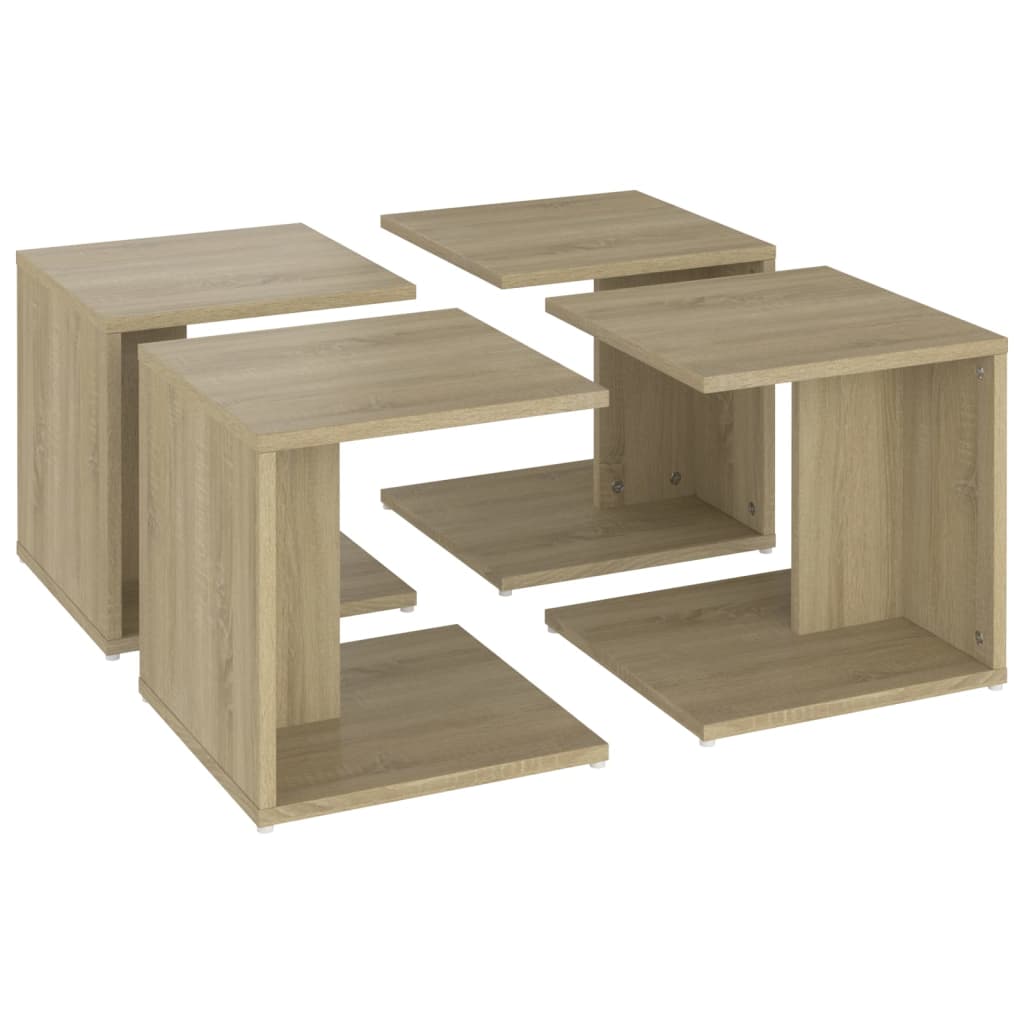 vidaXL kafijas galdiņi, 4 gab., 33x33x33 cm, ozolkoka, skaidu plāksne