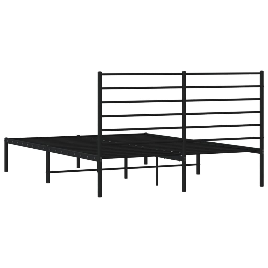 vidaXL gultas rāmis ar galvgali, melns metāls, 120x190 cm