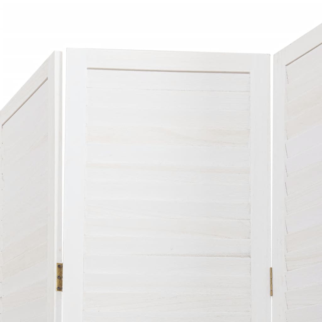 vidaXL 5-paneļu istabas aizslietnis, balts, paulonijas masīvkoks