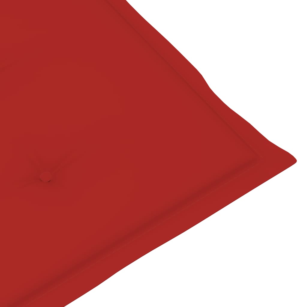 vidaXL dārza krēsli, 2 gab., sarkani matrači, masīvs tīkkoks