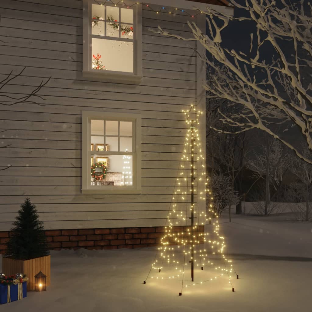 vidaXL Ziemassvētku egle ar pīķi, 200 silti baltas LED, 180 cm