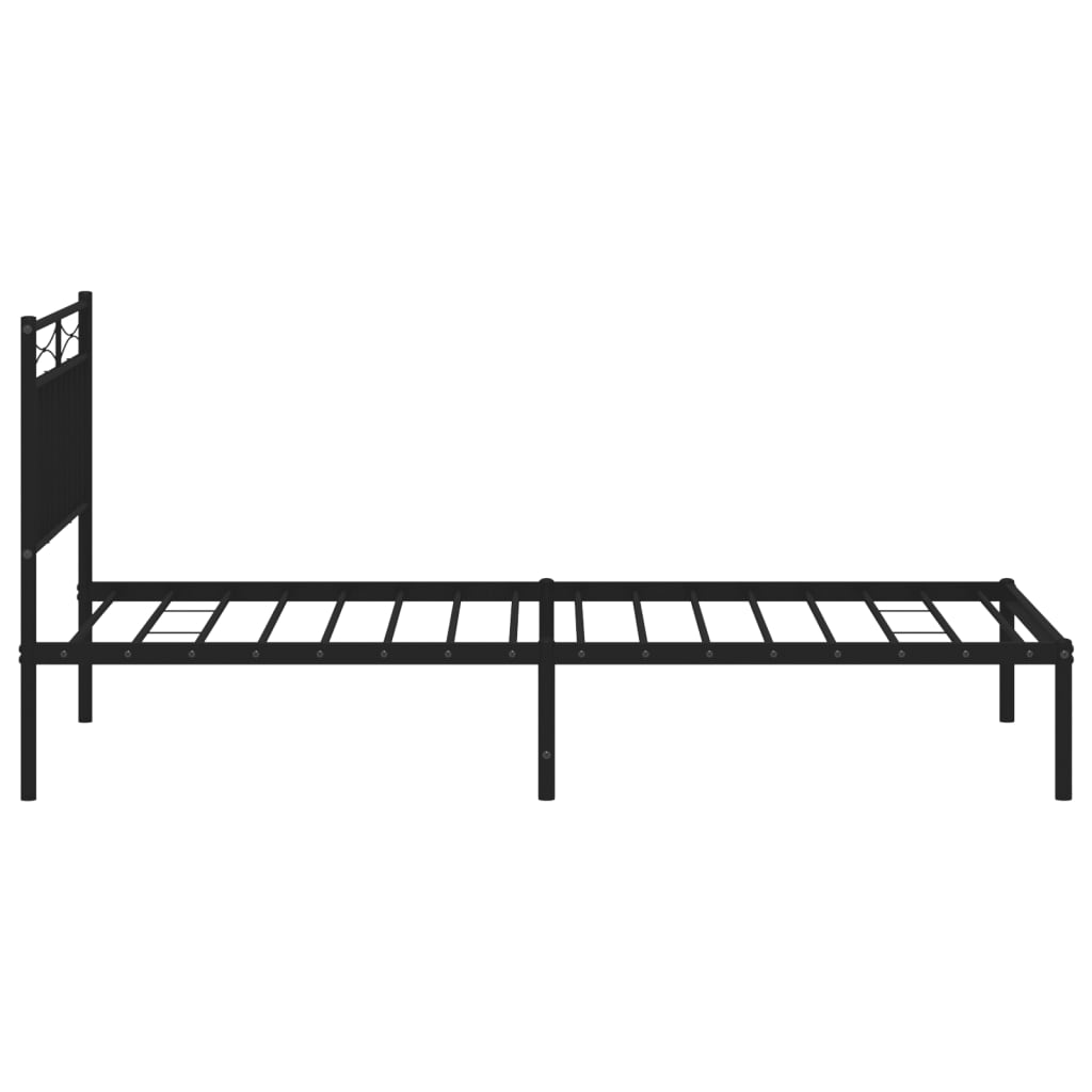 vidaXL gultas rāmis ar galvgali, melns metāls, 100x190 cm