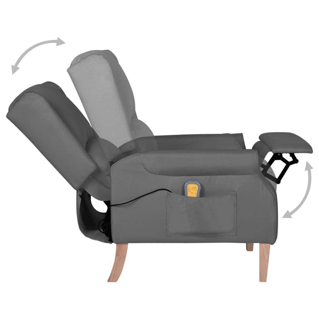 vidaXL masāžas krēsls, atgāžams, gaiši pelēks audums