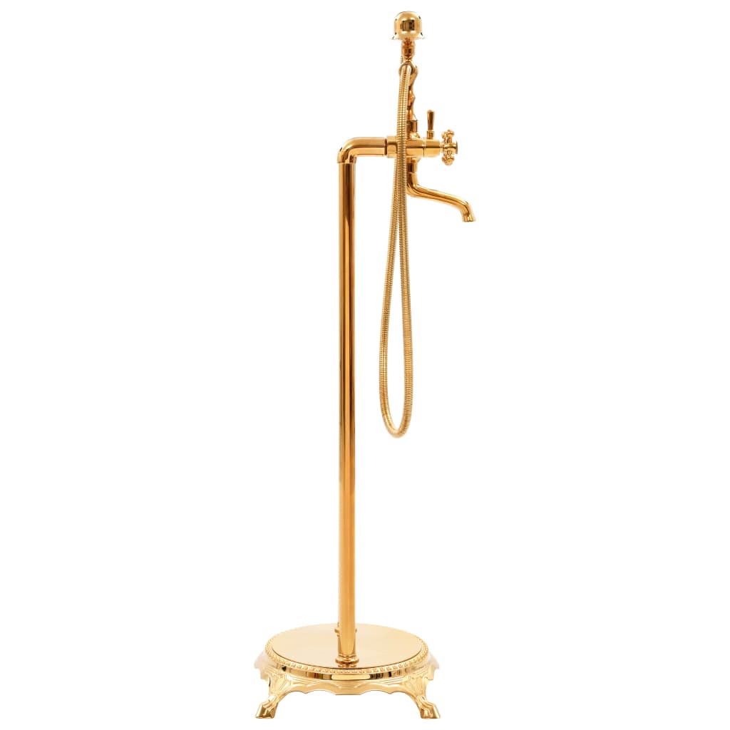 vidaXL vannas krāns, brīvi stāvošs, 99,5 cm, nerūsējošs tērauds, zelta