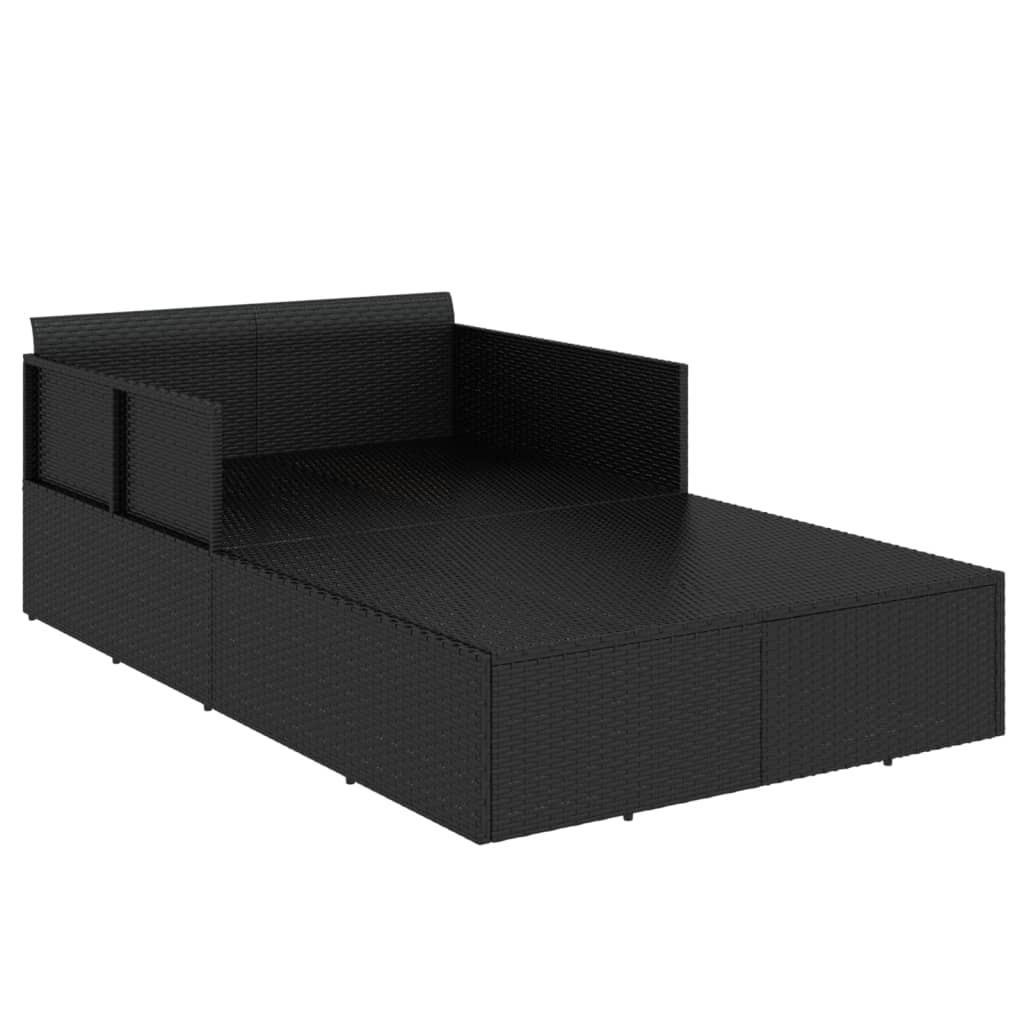 vidaXL sauļošanās gulta, 182x118x63 cm, PE rotangpalma, melna
