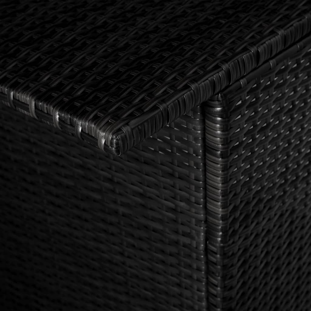 vidaXL 3-daļīgs bistro mēbeļu komplekts ar matračiem, PE pinums, melns