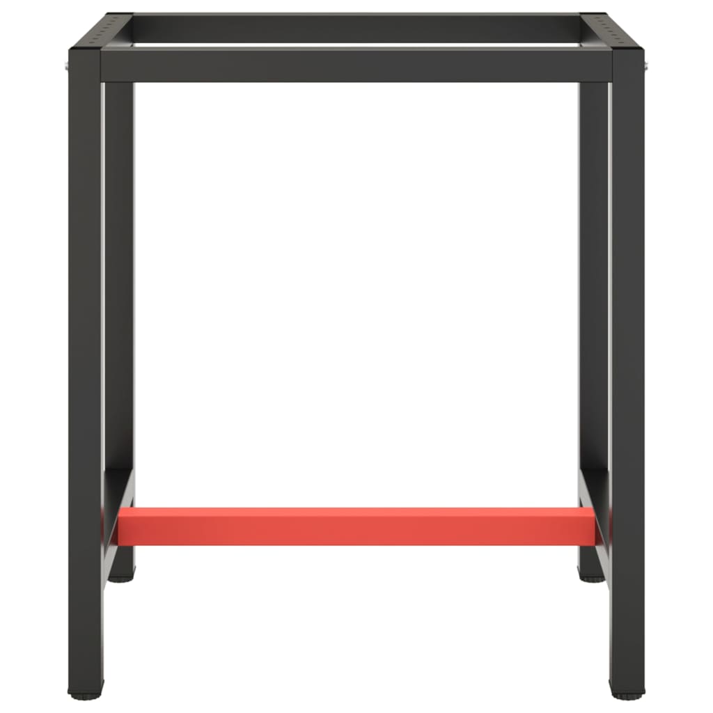 vidaXL darbagalda rāmis, 70x50x79 cm, matēts, melns, sarkans, metāls