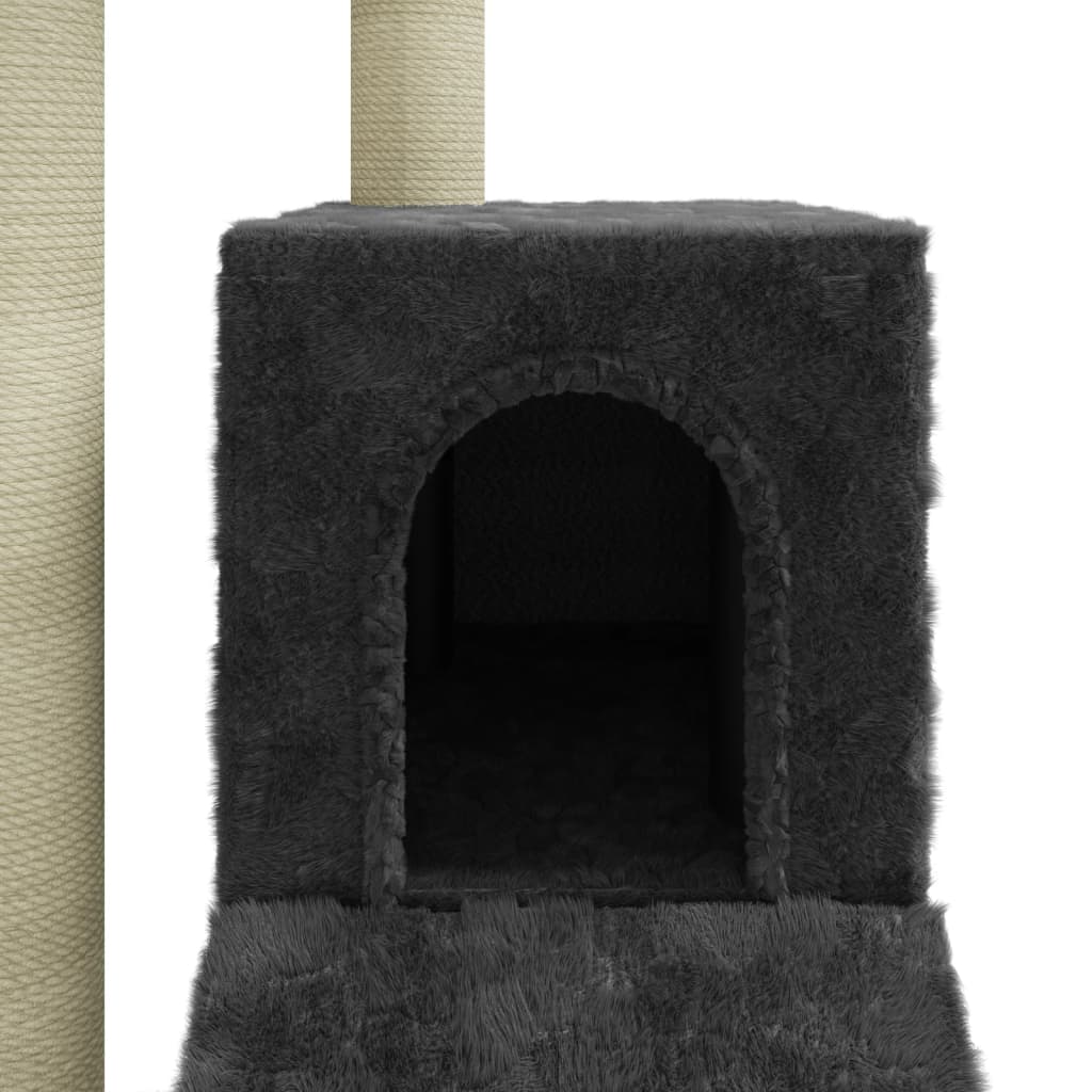 vidaXL kaķu māja ar sizala stabiem nagu asināšanai, 92 cm, pelēka