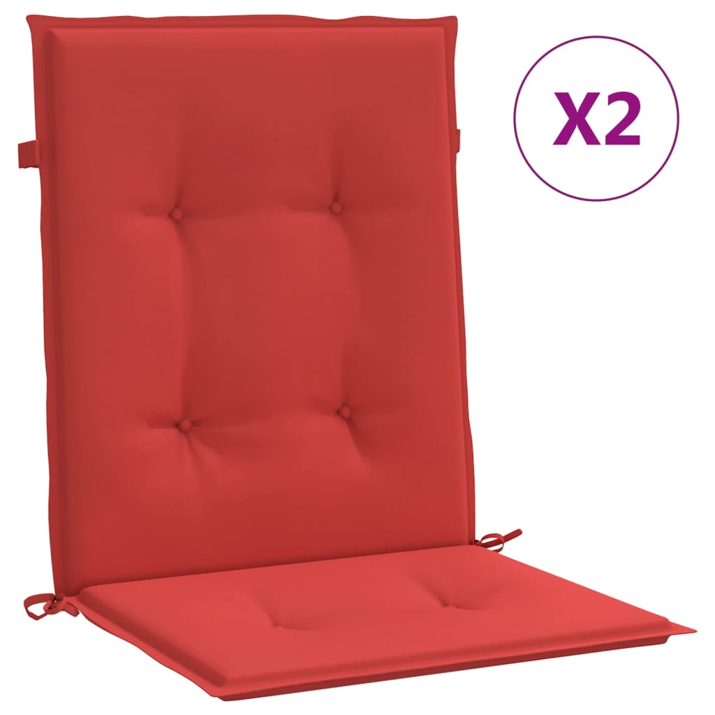vidaXL dārza krēslu spilveni, 2 gab., sarkani, 100x50x3 cm, audums