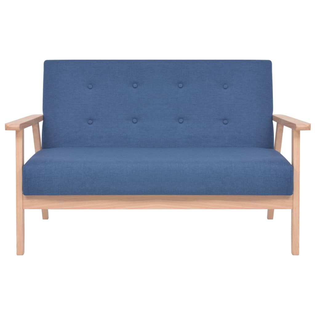vidaXL dīvānu komplekts, 3 gab., zils audums