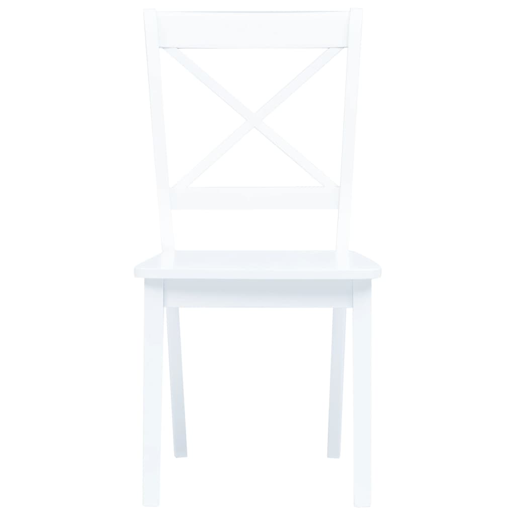 vidaXL virtuves krēsli, 4 gab., balts gumijas masīvkoks