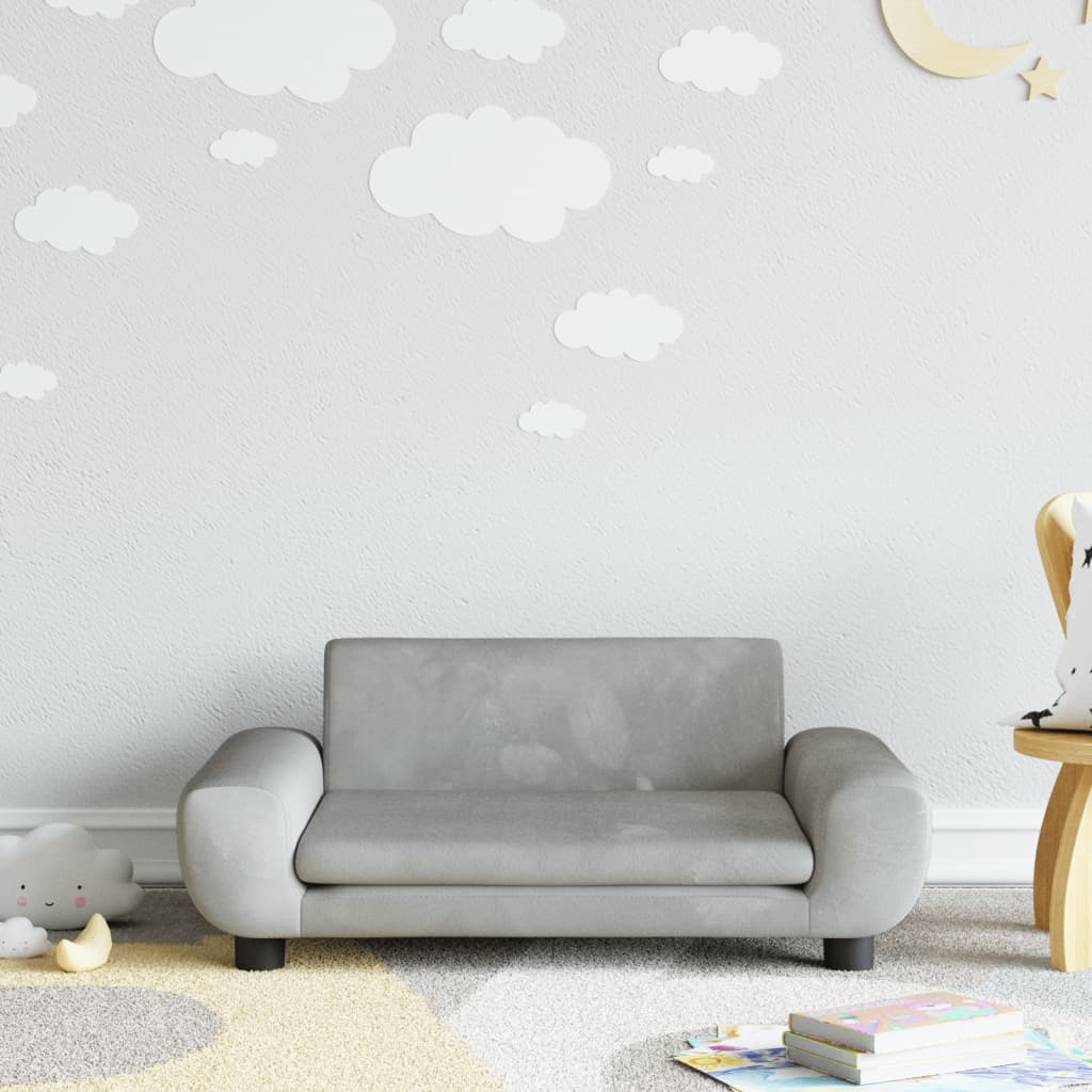 vidaXL bērnu dīvāns, gaiši pelēks, 70x45x33 cm, samts