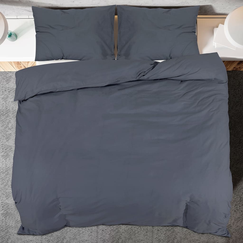 vidaXL gultasveļas komplekts, antracītpelēks, 220x240 cm, mikrošķiedra
