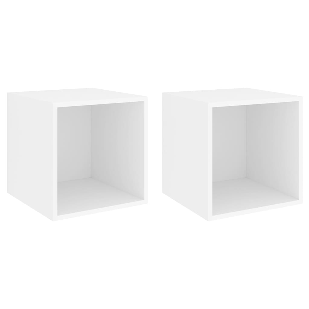 vidaXL sienas plaukti, 2 gab., balti, 37x37x37 cm, skaidu plāksne
