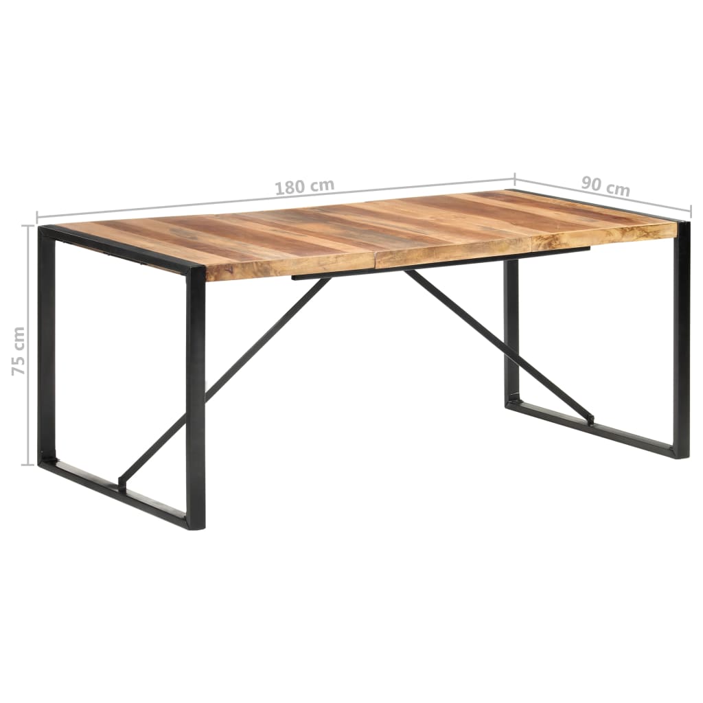 vidaXL virtuves galds, 180x90x75 cm, masīvkoks ar rožkoka apdari