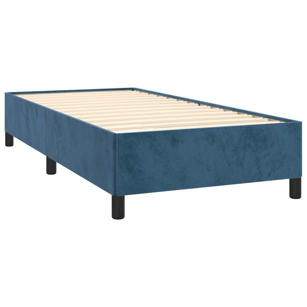 vidaXL atsperu gulta ar matraci, tumši zils samts, 100x200 cm