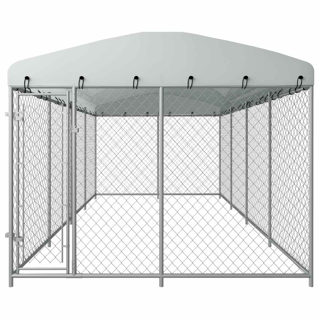 vidaXL suņu voljērs ar jumtu, 8x4x2,3 m