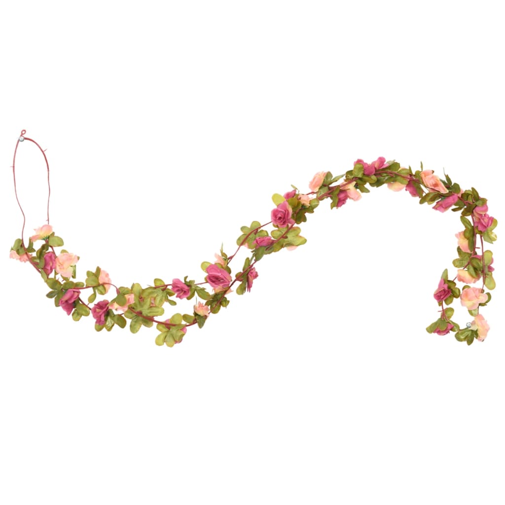 vidaXL mākslīgo ziedu vītnes, 6 gab., rozā, 250 cm