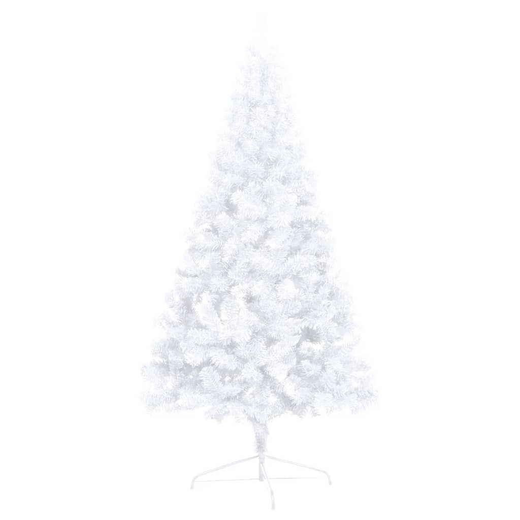 vidaXL izgaismota Ziemassvētku egle ar rotājumiem, balta, 120 cm