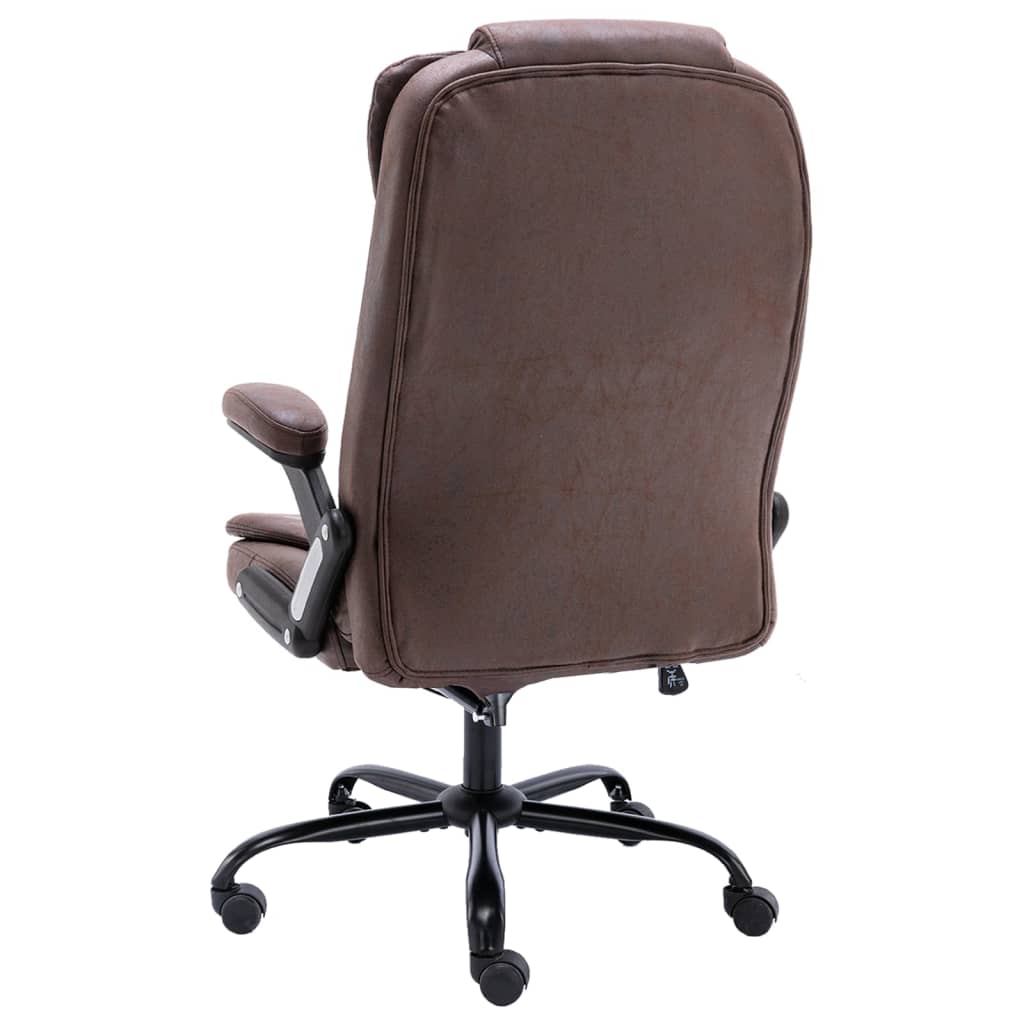 vidaXL biroja krēsls, tumši brūna mākslīgā zamšāda