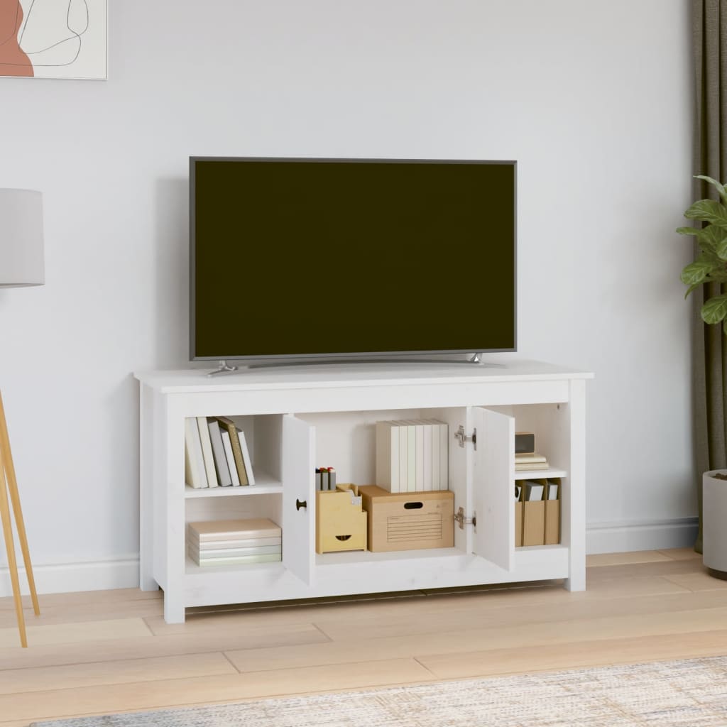 vidaXL TV skapītis, balts, 103x36,5x52 cm, priedes masīvkoks