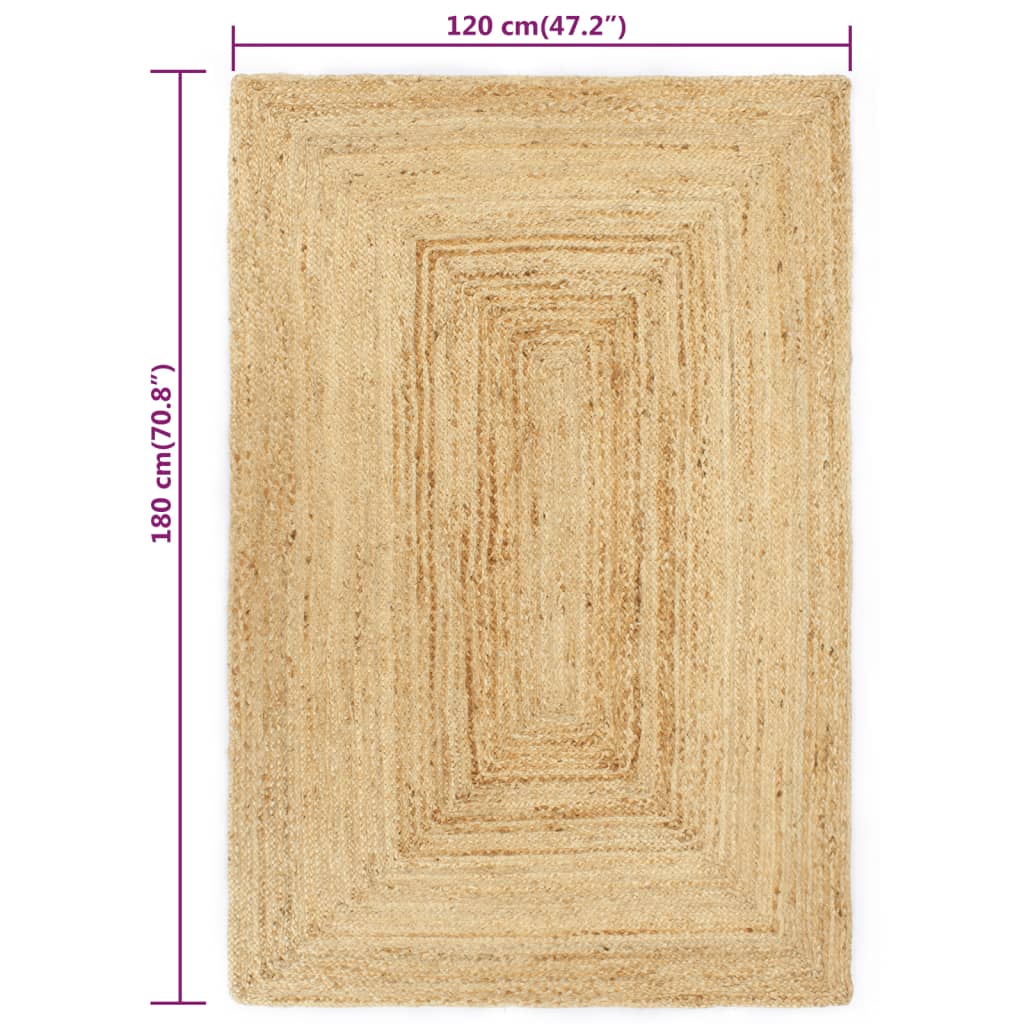 vidaXL paklājs, roku darbs, džuta, dabīga krāsa, 120x180 cm
