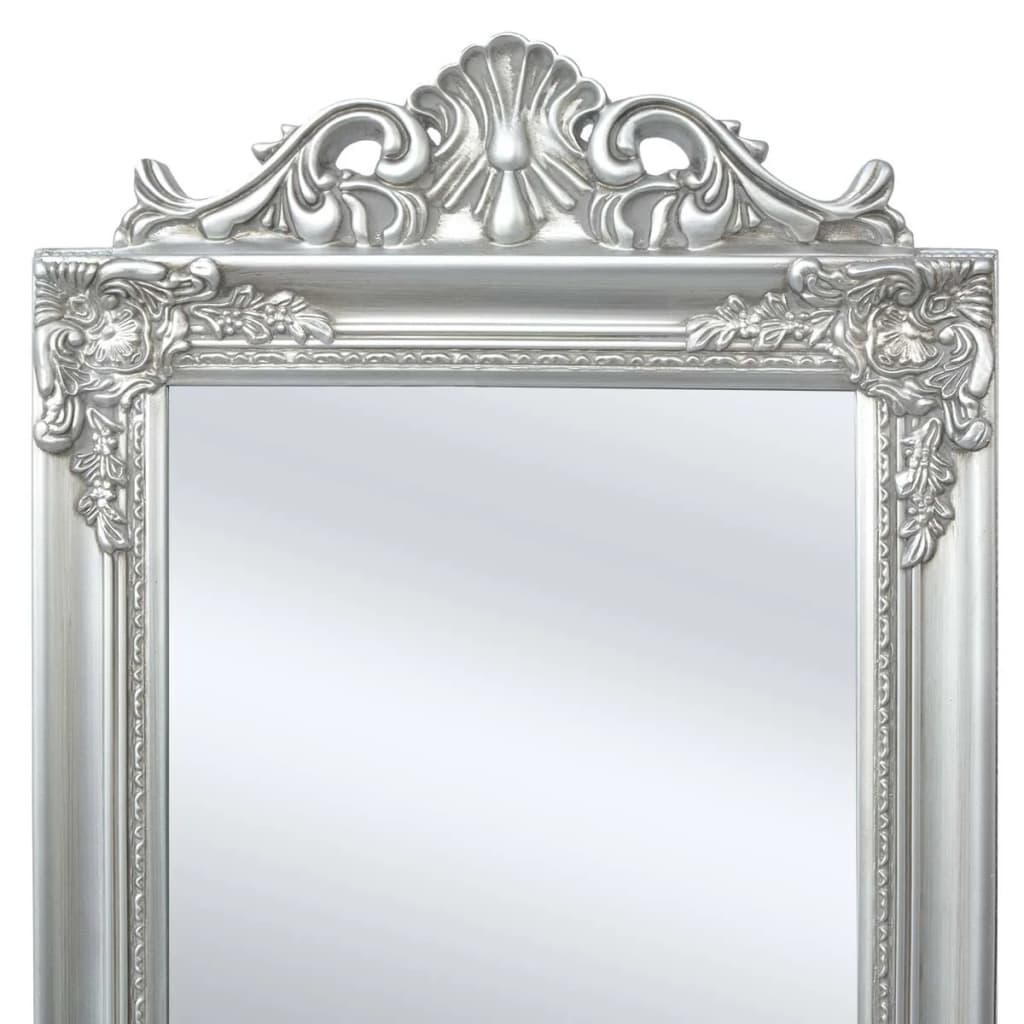 vidaXL baroka stila grīdas spogulis, 160x40 cm, sudraba krāsā