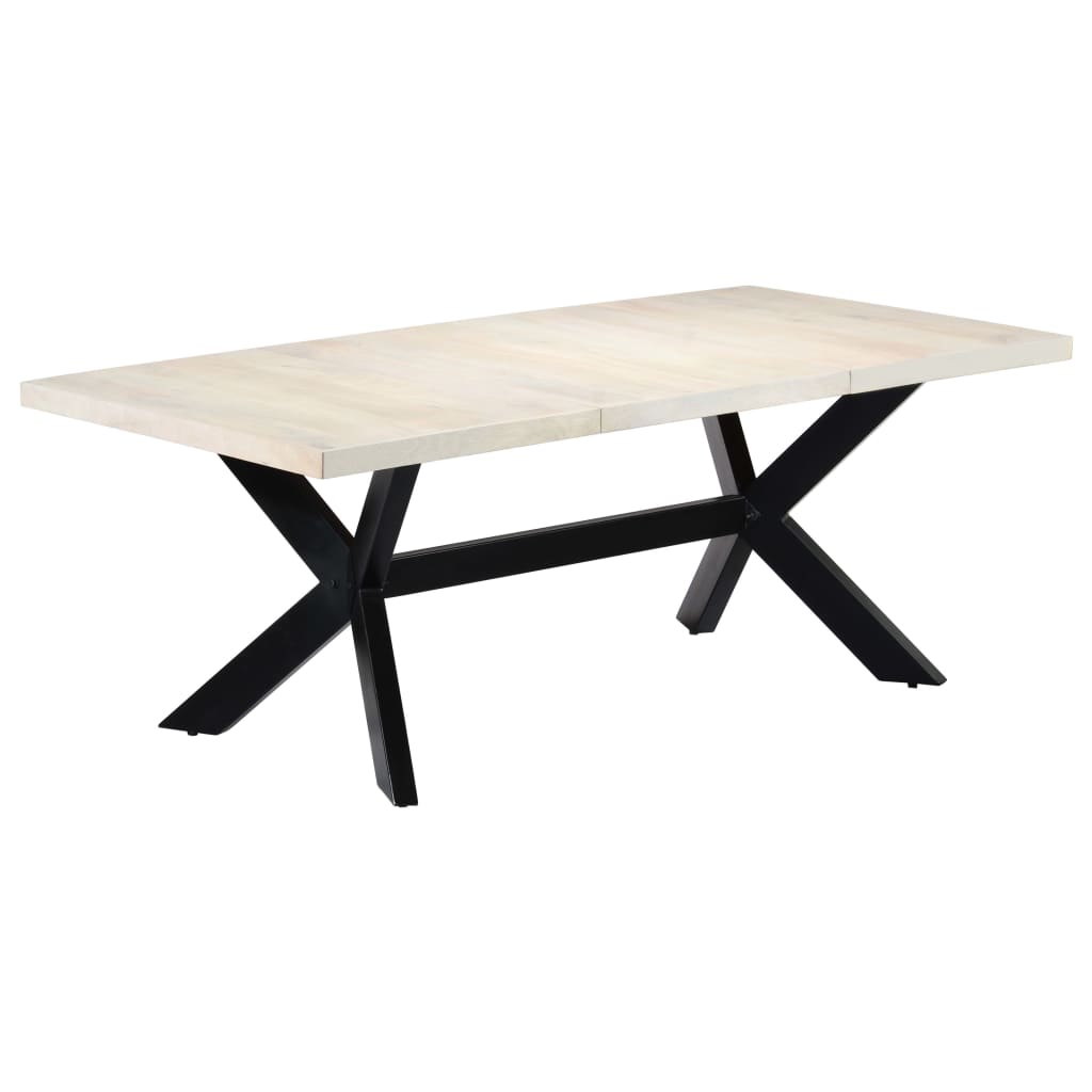 vidaXL virtuves galds, 200x100x75 cm, mango masīvkoks, balts