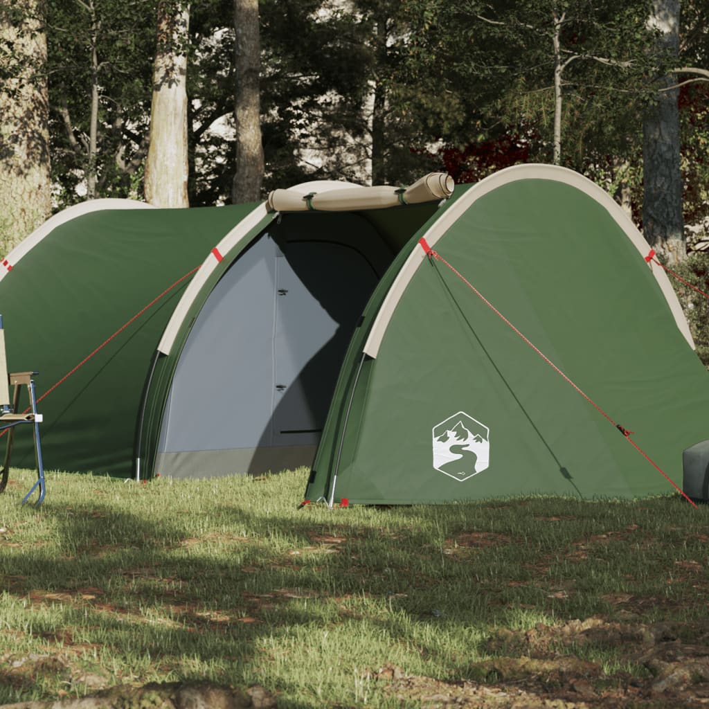 vidaXL kempinga telts 4 personām, zaļa, ūdensnecaurlaidīga