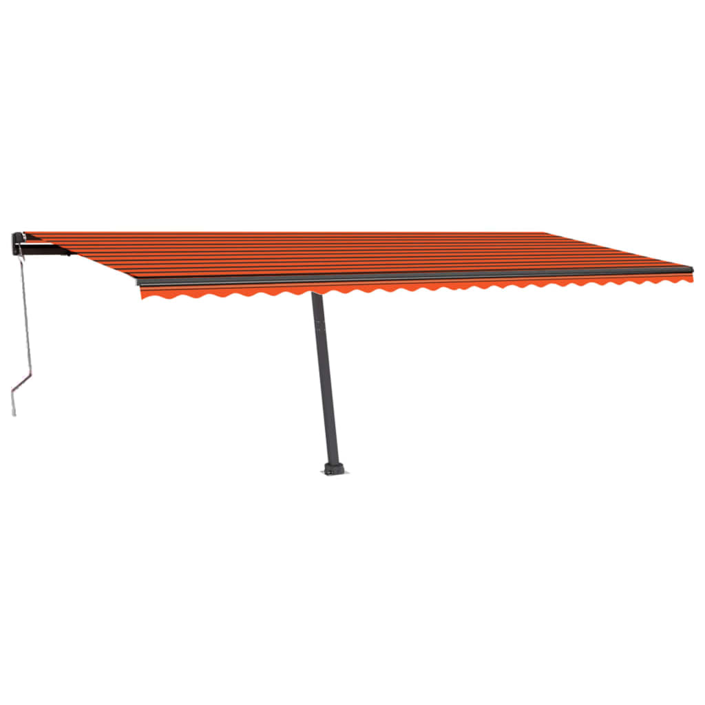 vidaXL markīze ar stabu, 600x300 cm, automātiska, oranža/brūna