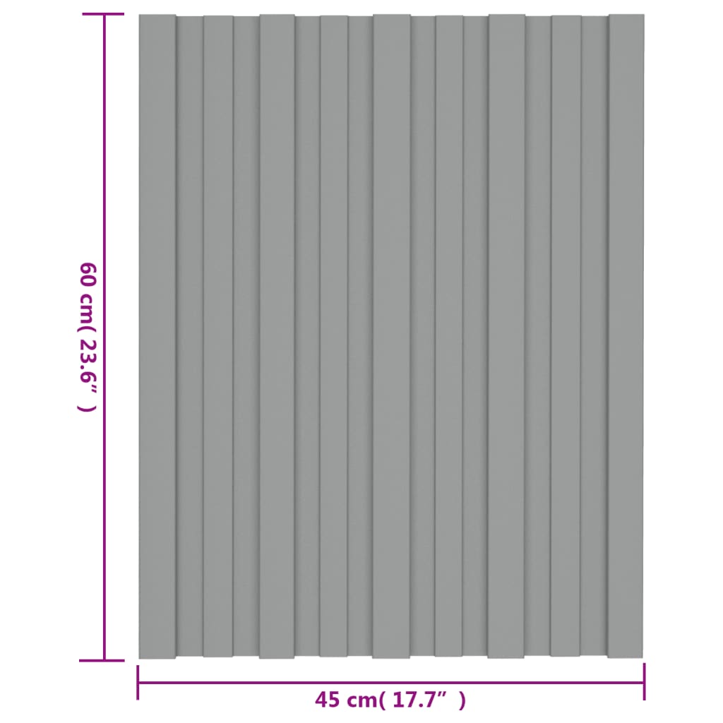 vidaXL jumta paneļi, 36 gab., cinkots tērauds, pelēki, 60x45 cm