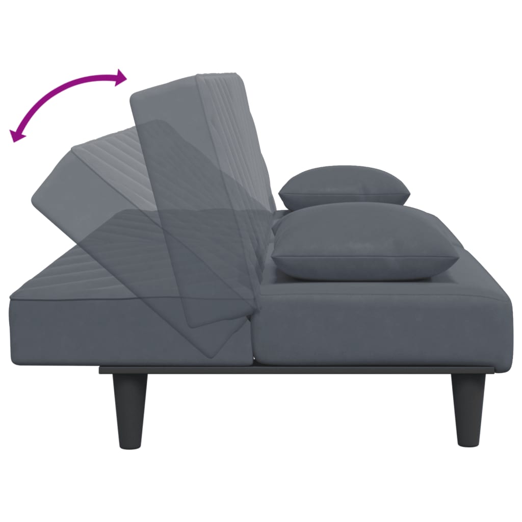 vidaXL divdaļīgs dīvānu komplekts ar spilveniem, tumši pelēks samts