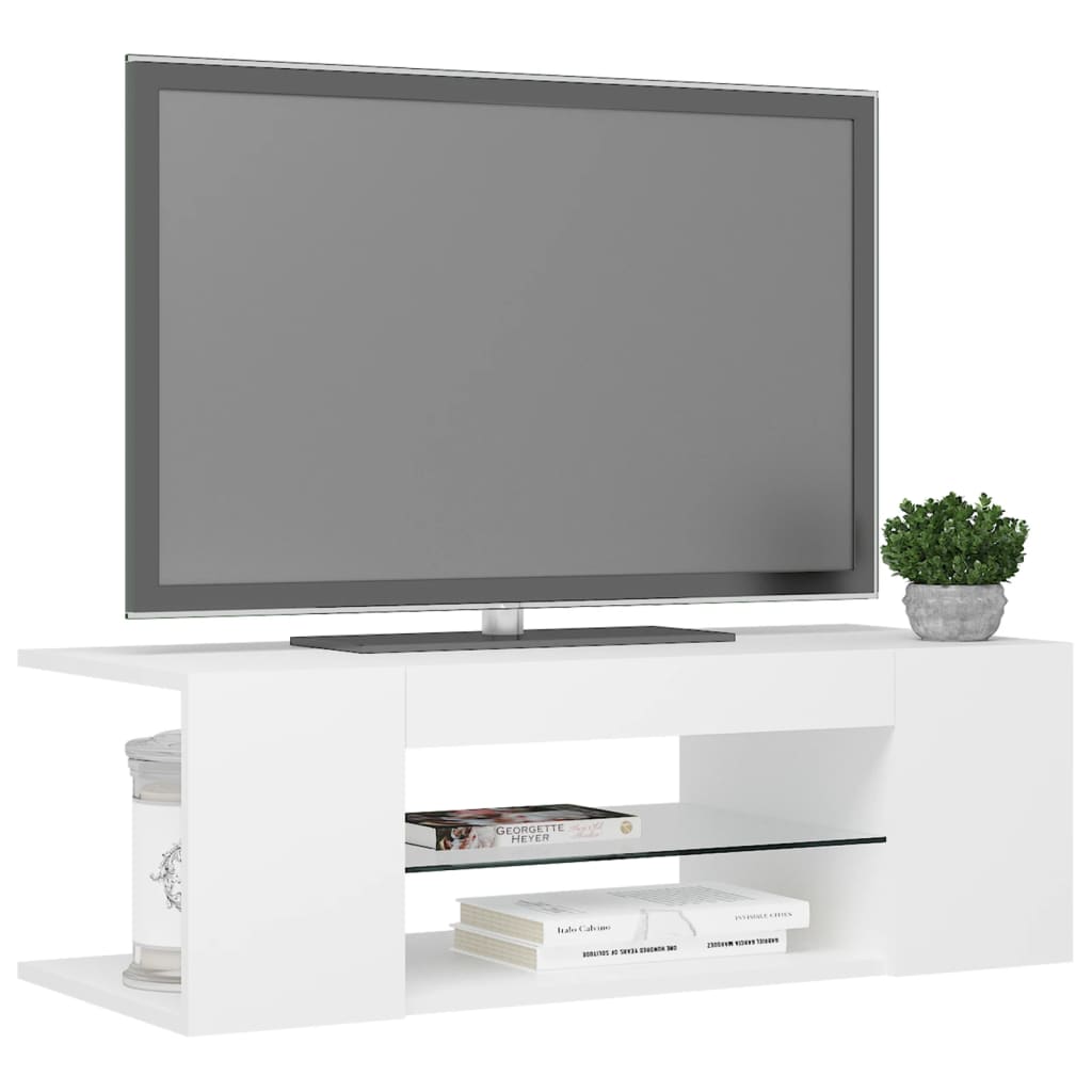 vidaXL TV galdiņš ar LED lampiņām, 90x39x30 cm, balts