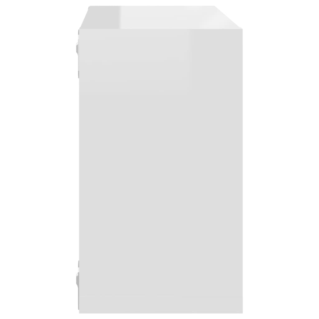 vidaXL kuba formas sienas plaukti, 6 gab., spīdīgi balti, 26x15x26 cm