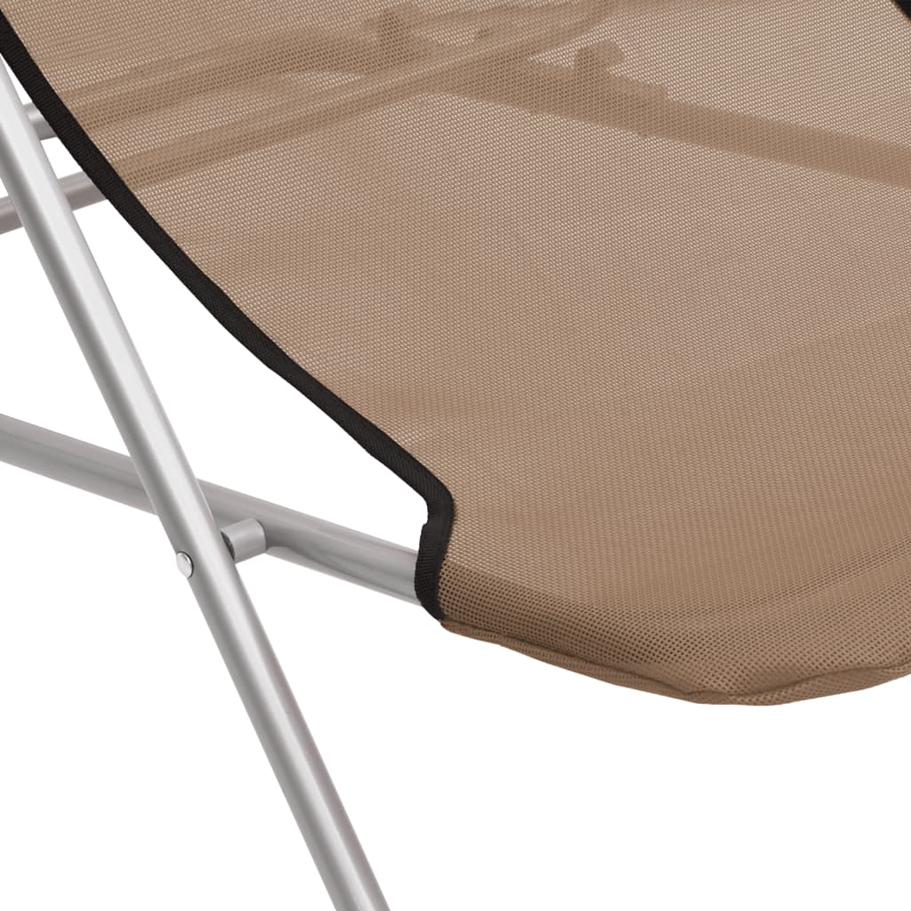 vidaXL saliekami sauļošanās krēsli 2gab. pelēkbrūns tekstilēns tērauds