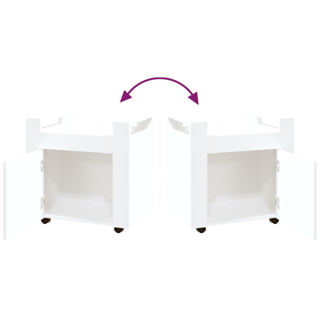 vidaXL galda skapītis uz riteņiem, balts, 60x45x60 cm