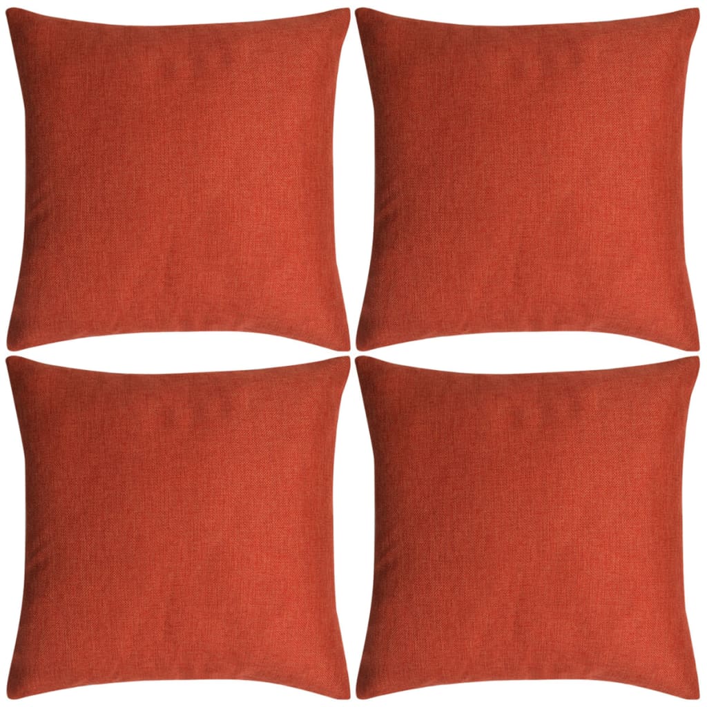 vidaXL spilvenu pārvalki, 4 gab., 50x50 cm, linam līdzīgi, sarkanbrūni