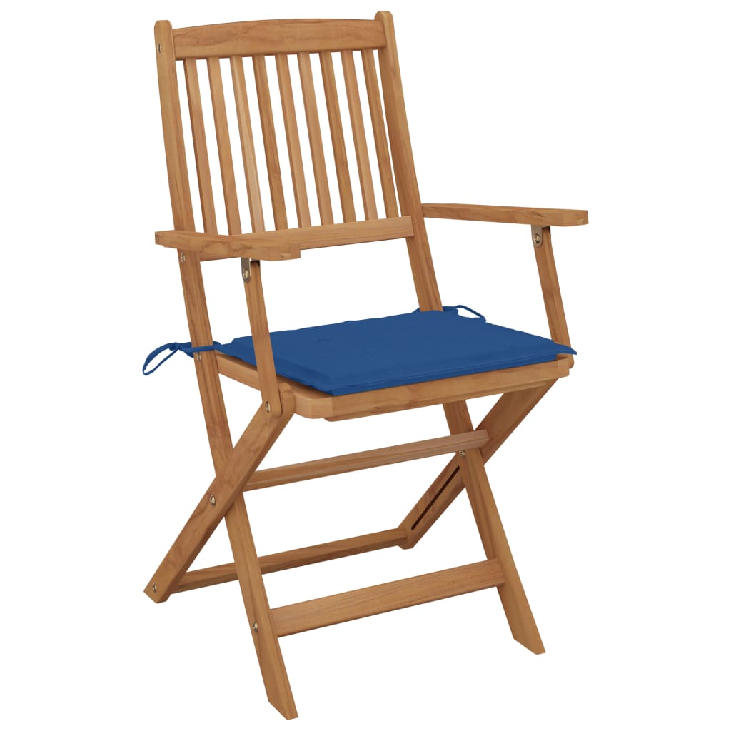 vidaXL saliekami dārza krēsli ar matračiem, 6 gb., akācijas masīvkoks