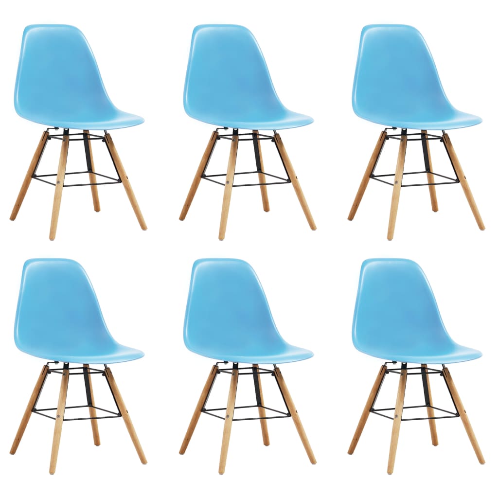 vidaXL virtuves krēsli, 6 gab., zila plastmasa