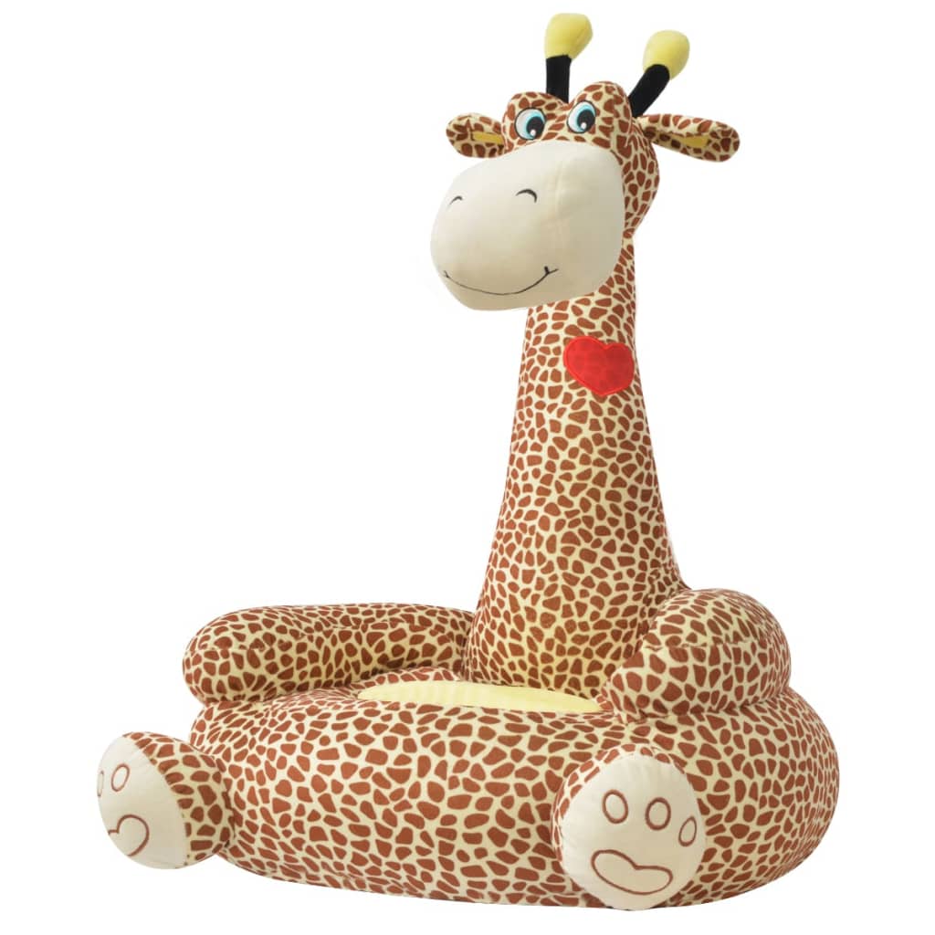 vidaXL bērnu atpūtas krēsls, žirafe, brūns plīšs