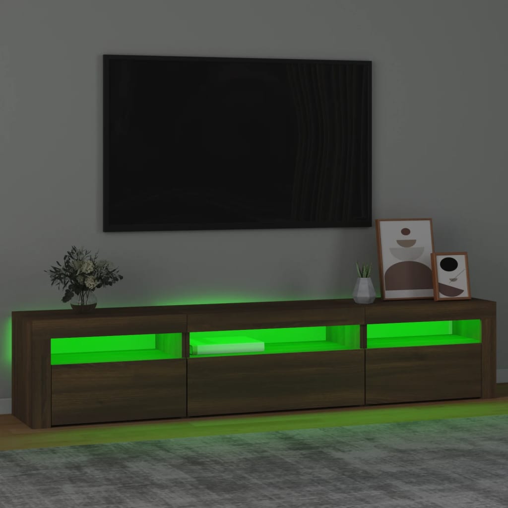 vidaXL TV skapītis ar LED apgaismojumu, ozolkoka krāsa, 195x35x40 cm
