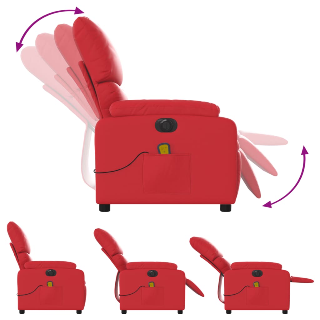 vidaXL elektrisks masāžas krēsls, atgāžams, sarkana mākslīgā āda