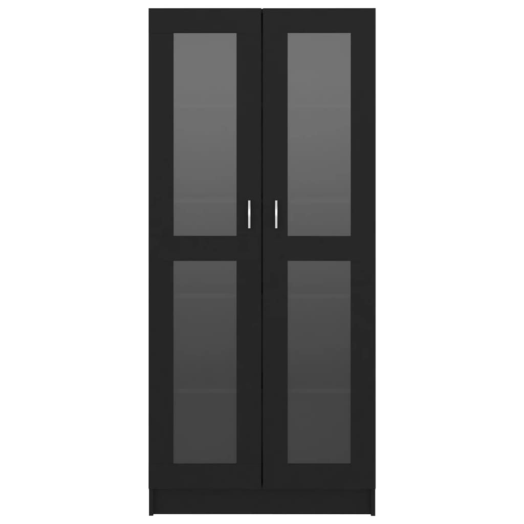 vidaXL vitrīna, melna, 82,5x30,5x185,5 cm, skaidu plāksne